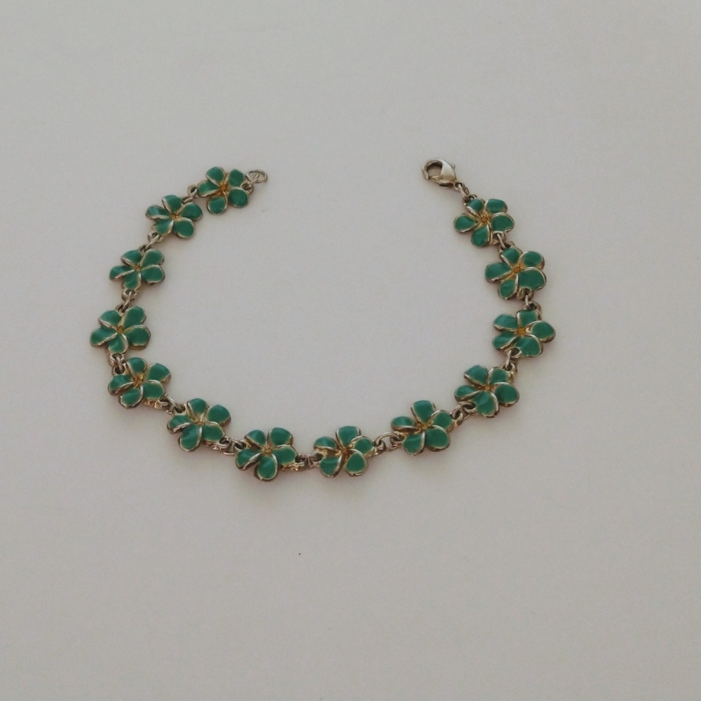 Vintage Green Plumeria Bracelet